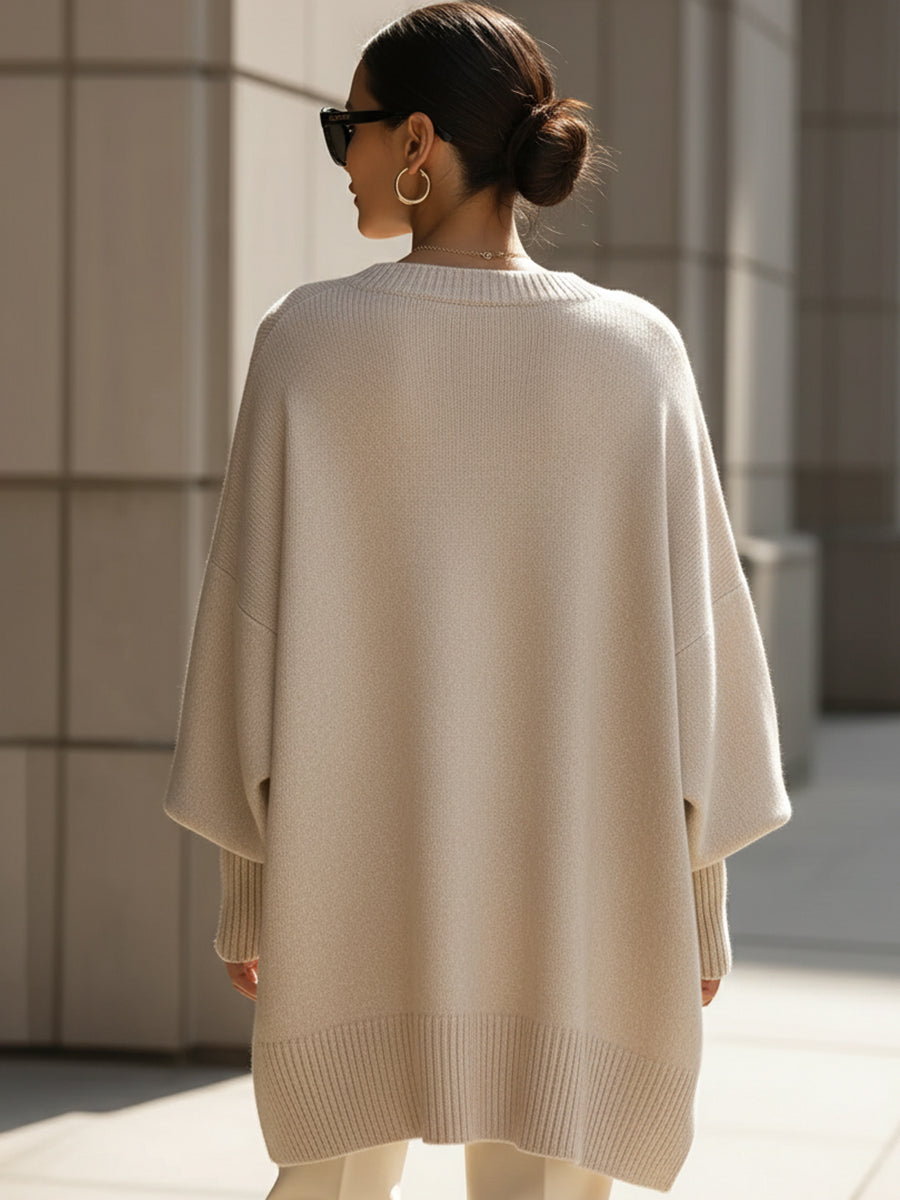 Dama Washington Vera Women's Oversized Knit Sweater Crew Neck
