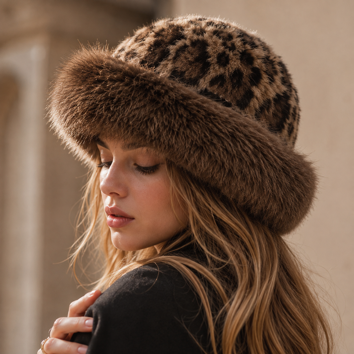 Unisex Cleo Leopard Fur Hat