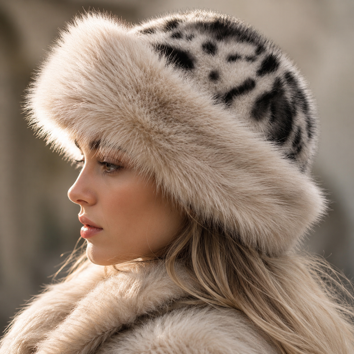 Unisex Cleo Leopard Fur Hat