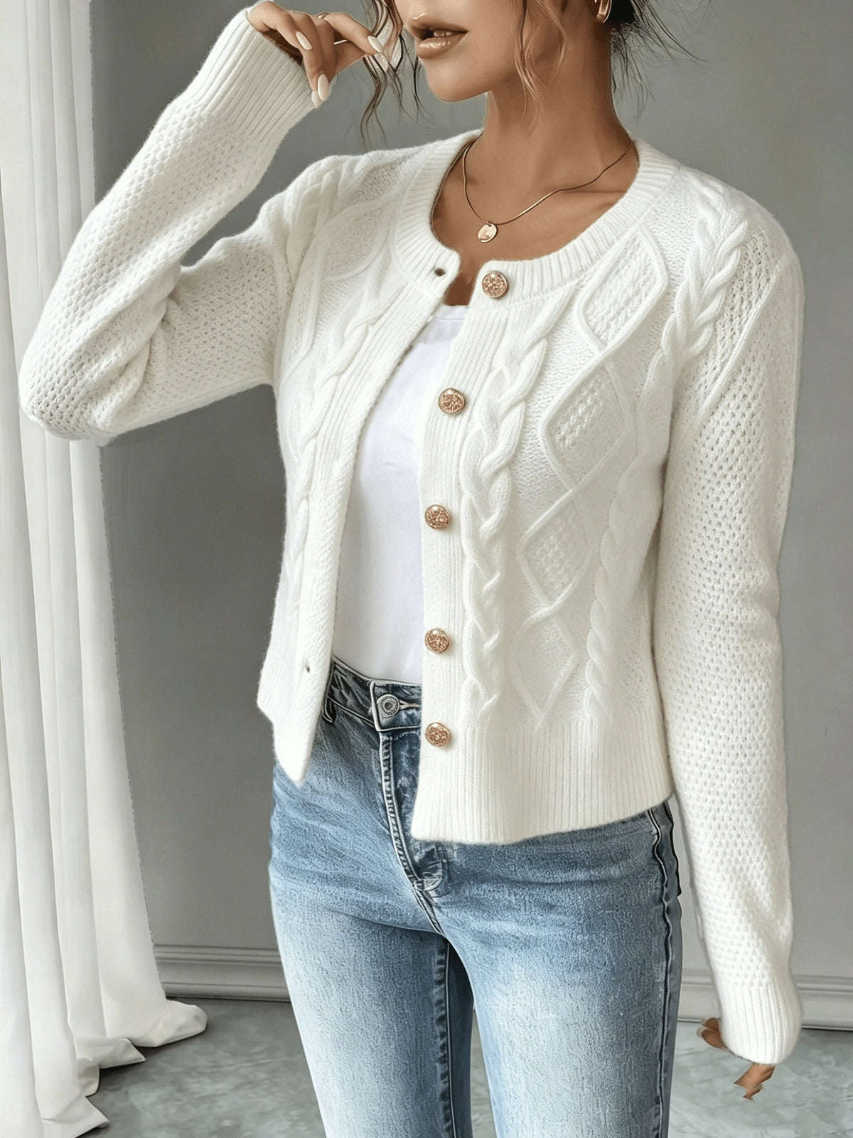 Harper & Wells Women's Eleanora Cable-Knit Button-Front Cardigan