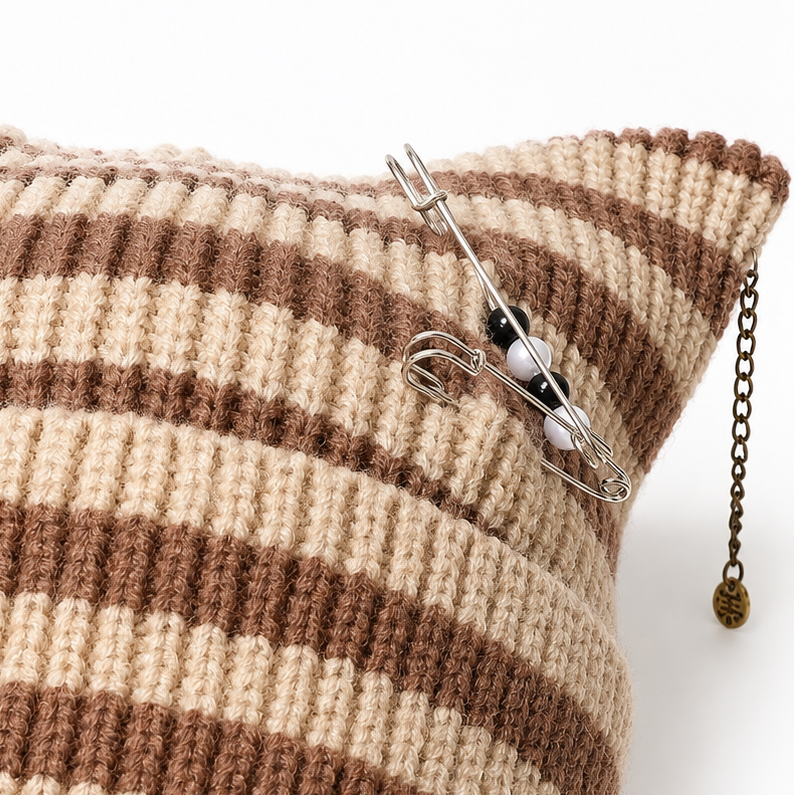 Unisex Suki Cat-Ear Beanie Ribbed Knit