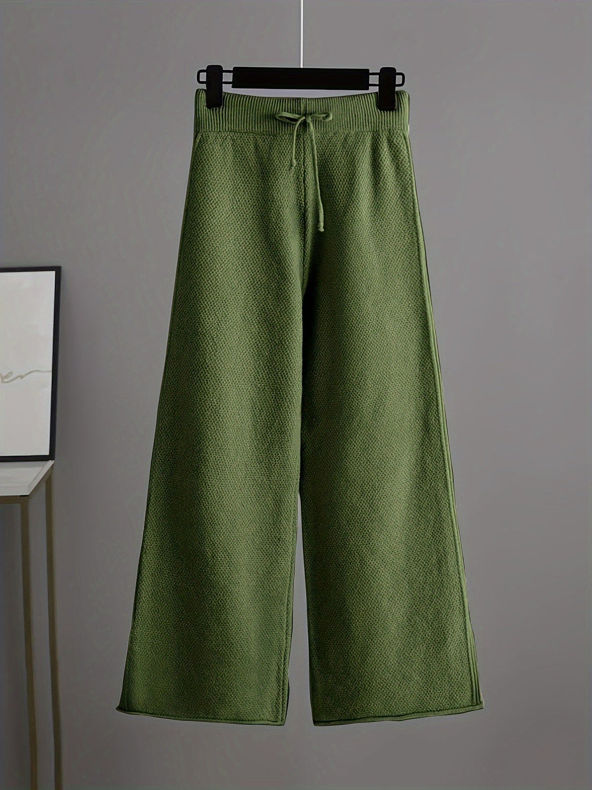 Women's Ribbed Sweater and Wide-Leg Knitted Pants Set