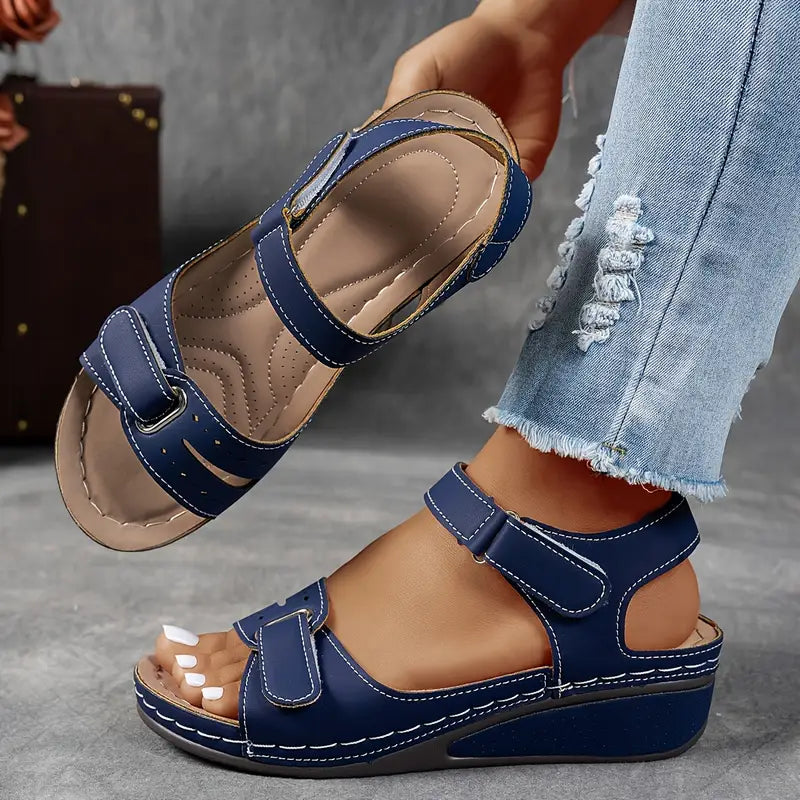 LumiNovi Orthopedic Wedge Sandals with Contoured Footbed and Adjustable Strap