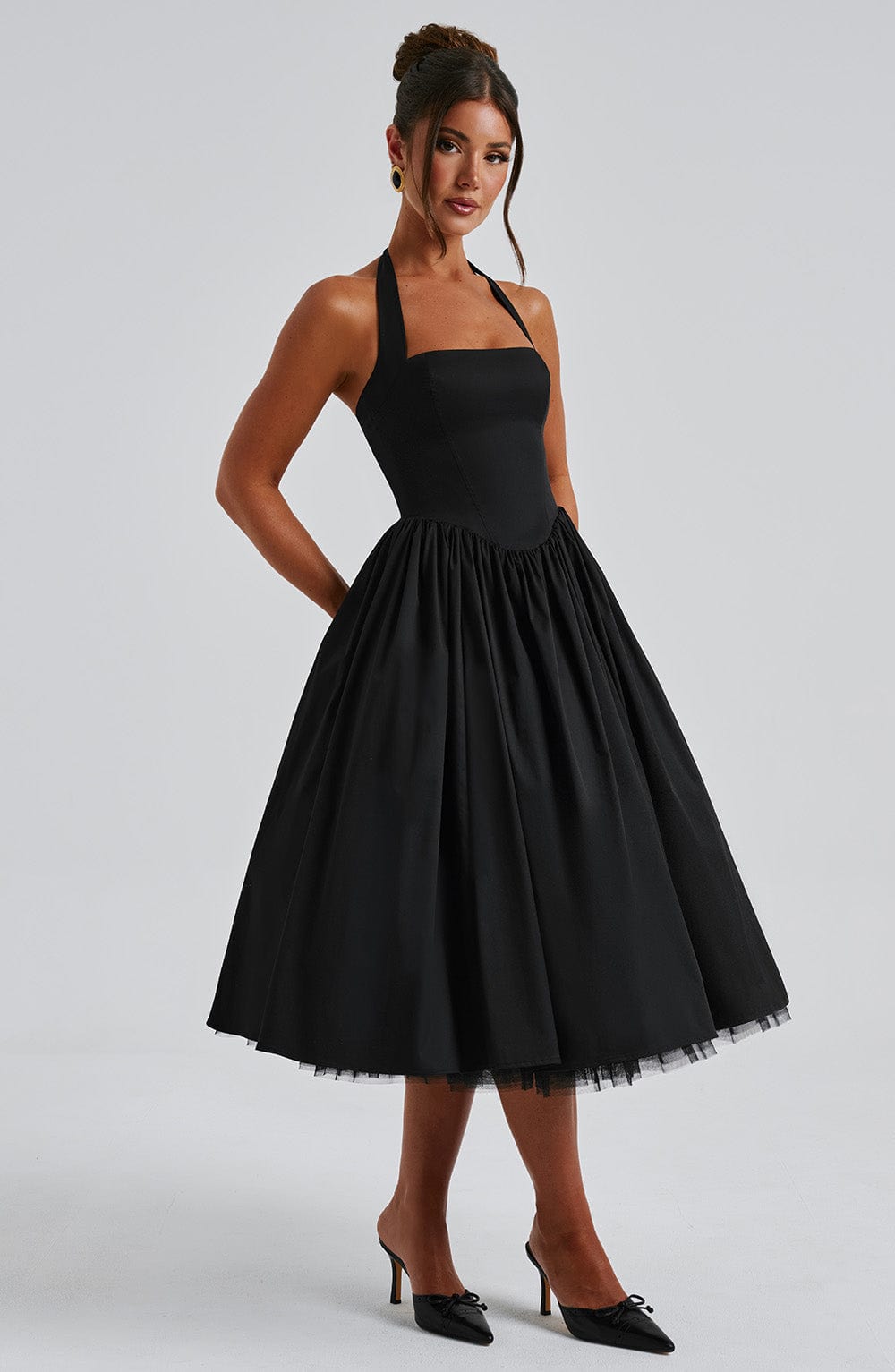 The Hills Nashville Chloe Women's Wedding Guest Halter Midi Dress