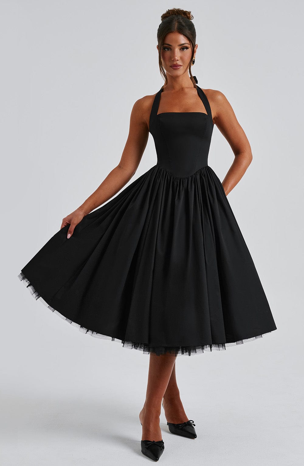 The Hills Nashville Chloe Women's Wedding Guest Halter Midi Dress