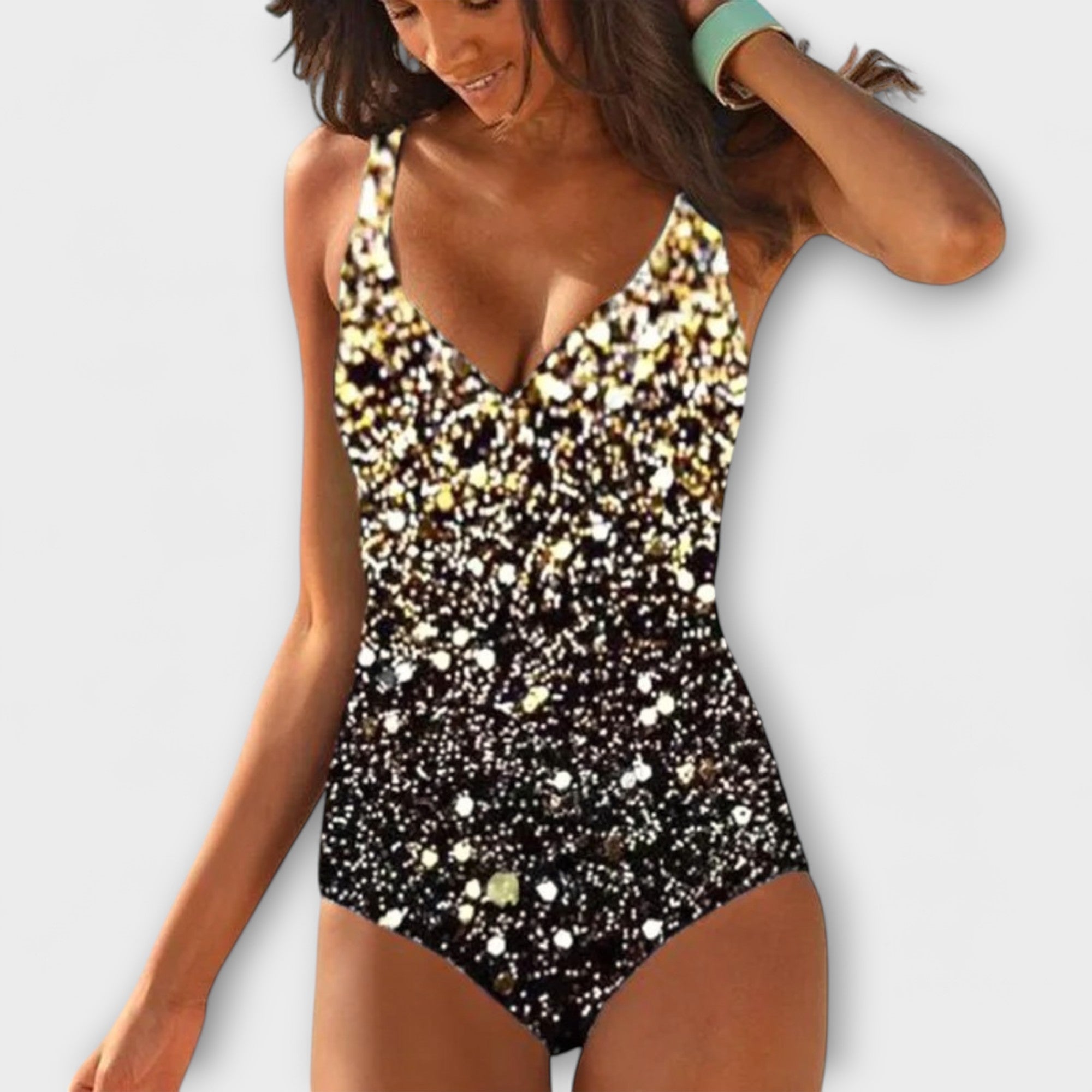 The Hills Nashville Tricolor Bikini V-Neck Swimsuit