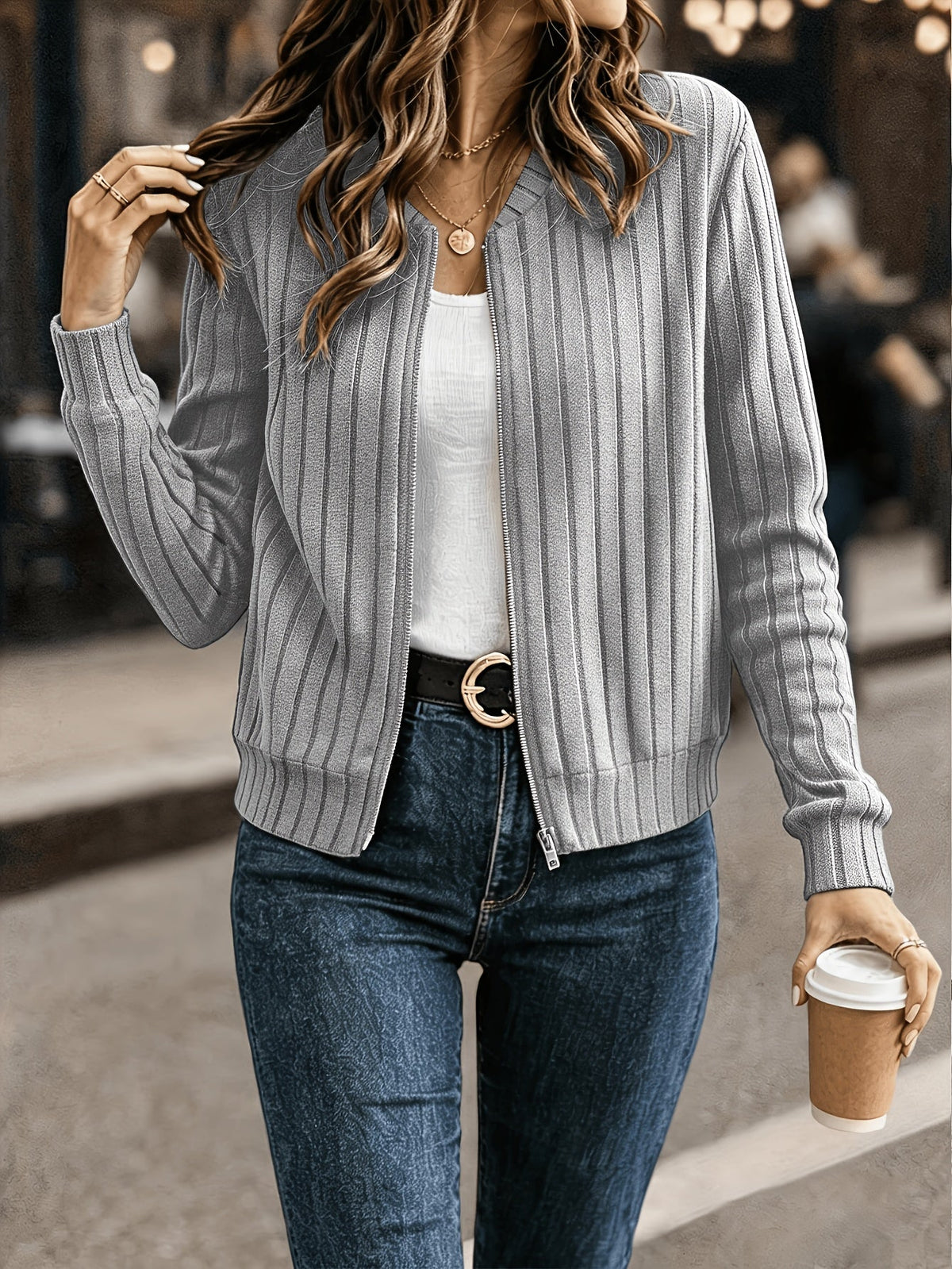 Harper & Wells Women's Blair Ribbed Zip-Front Jacket