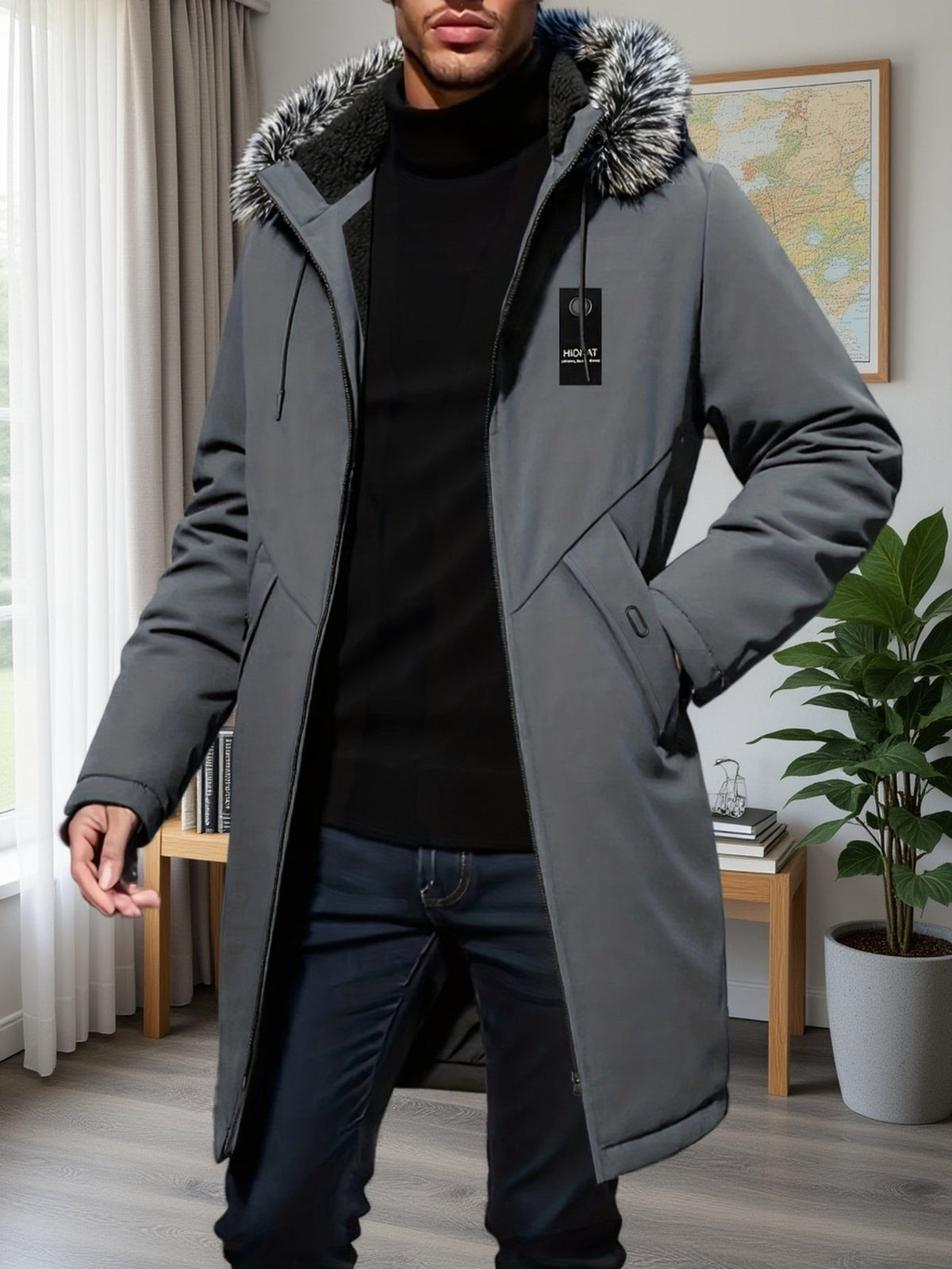 Harper & Wells Men's Lincoln Hooded Mid-Length Parka Jacket