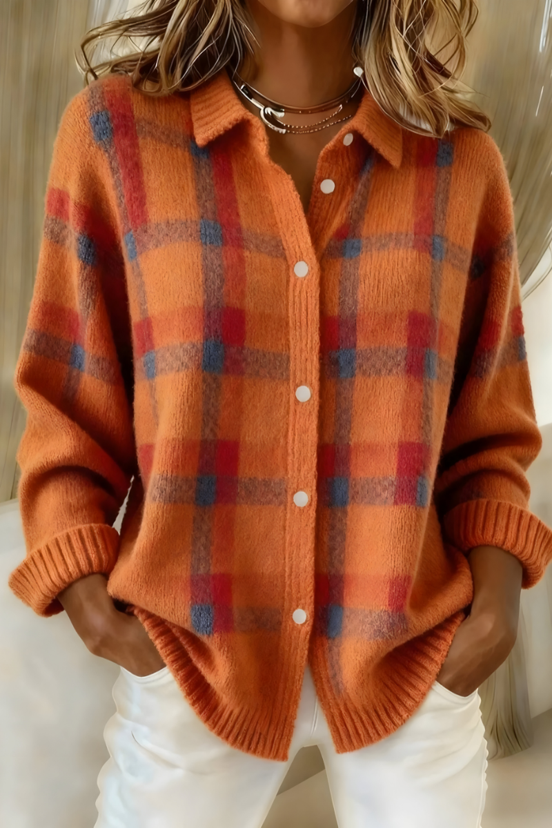 Sarah & Oliver Anna Soft Check Knit Cardigan Women's
