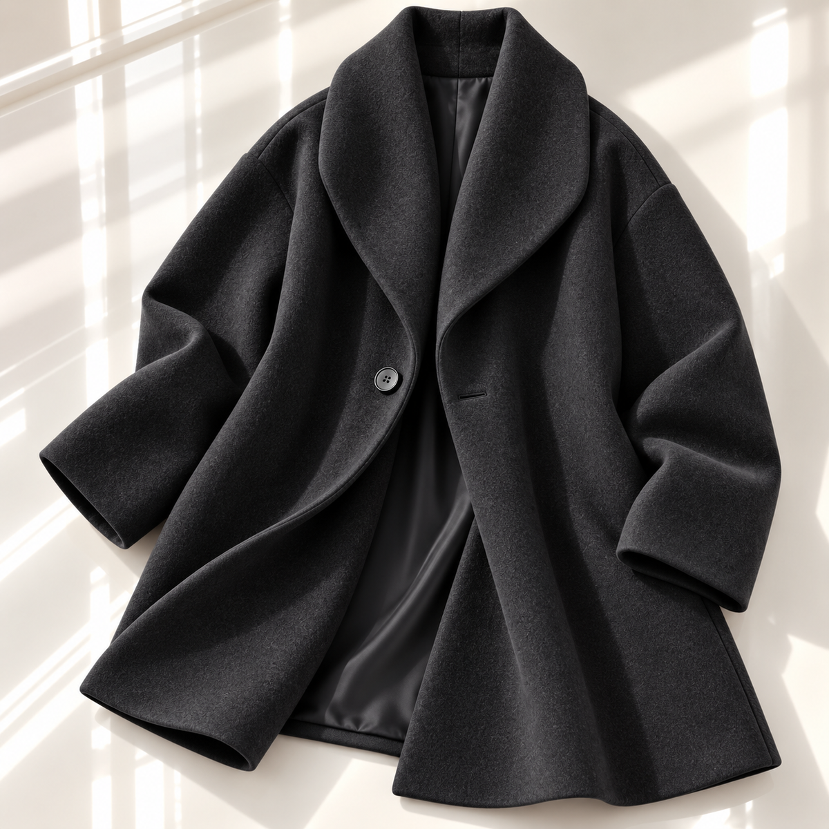 Unisex Helena Swing Coat Shawl Collar