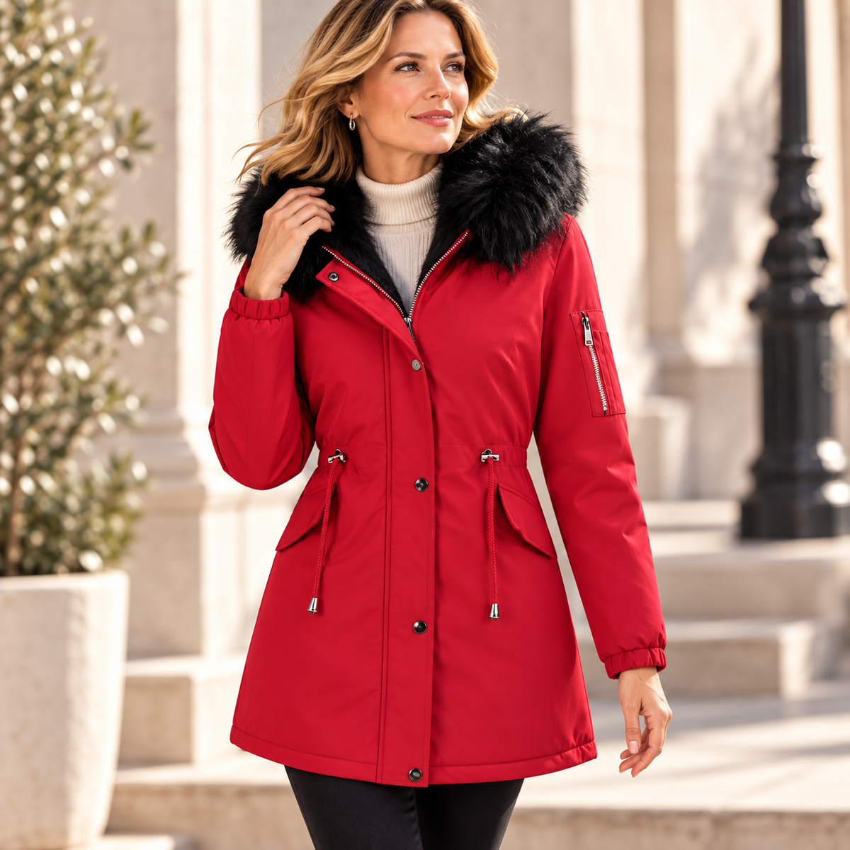 Unisex Jesse Bell Winter Line Parka Hooded Faux Fur