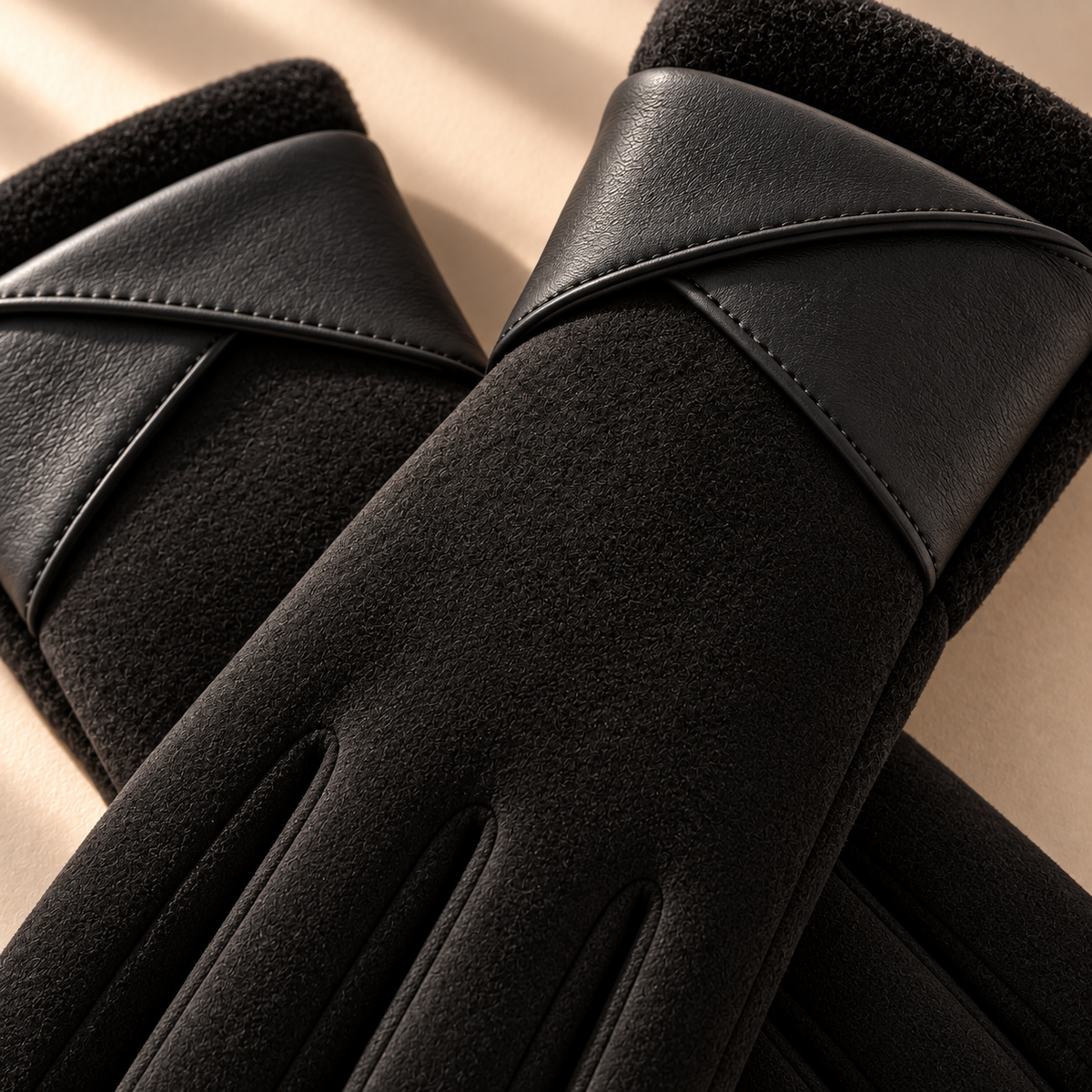 Unisex Helena Wrap Cuff Gloves Suede