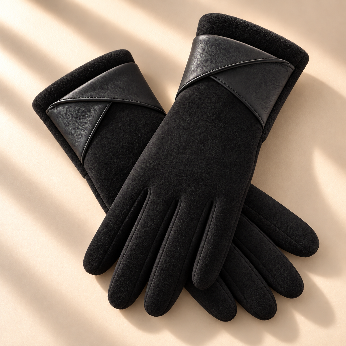 Unisex Helena Wrap Cuff Gloves Suede