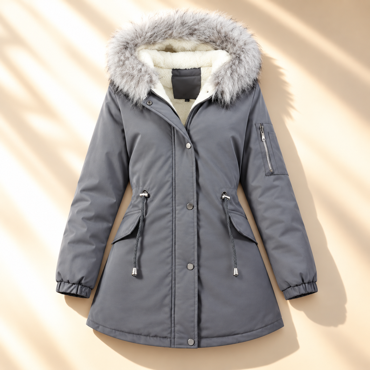 Unisex Jesse Bell Winter Line Parka Hooded Faux Fur
