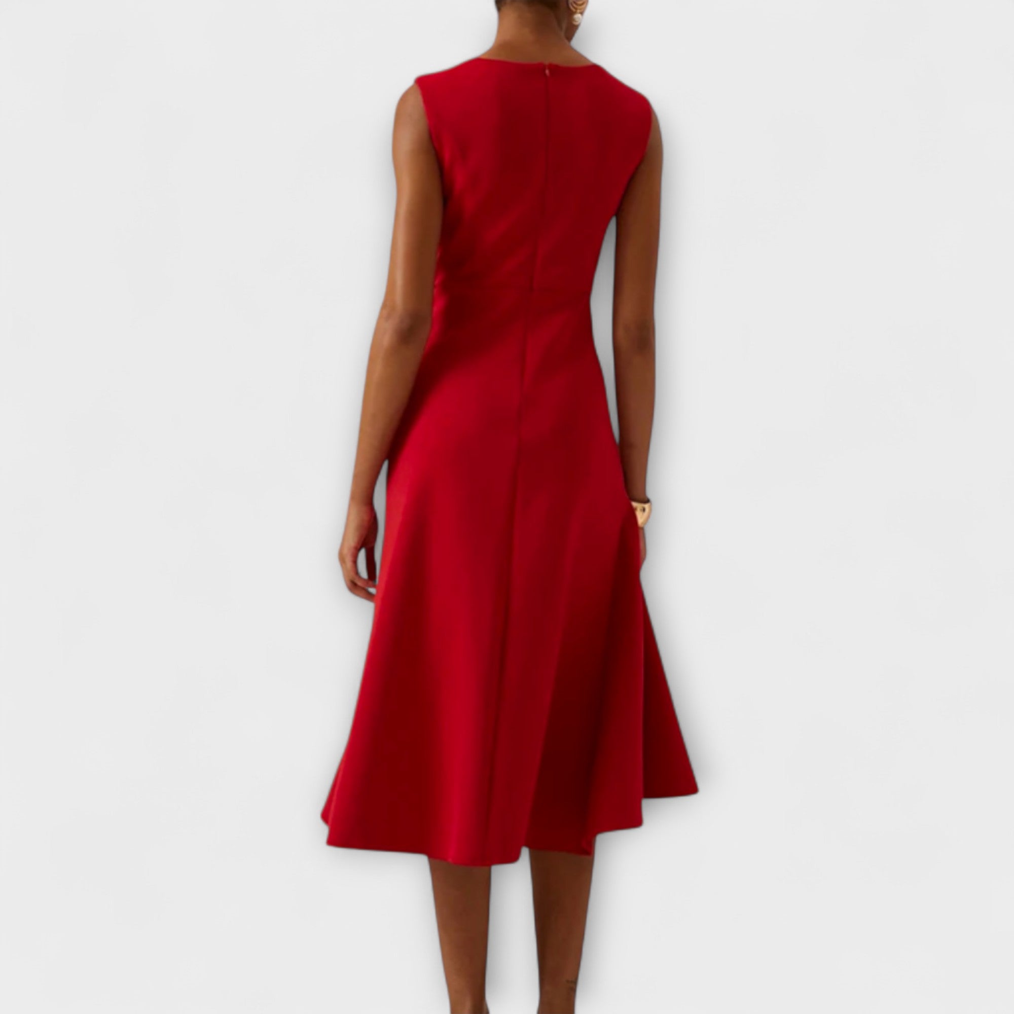LumiNovi Asymmetric Draped Midi Dress Sleeveless Lightweight