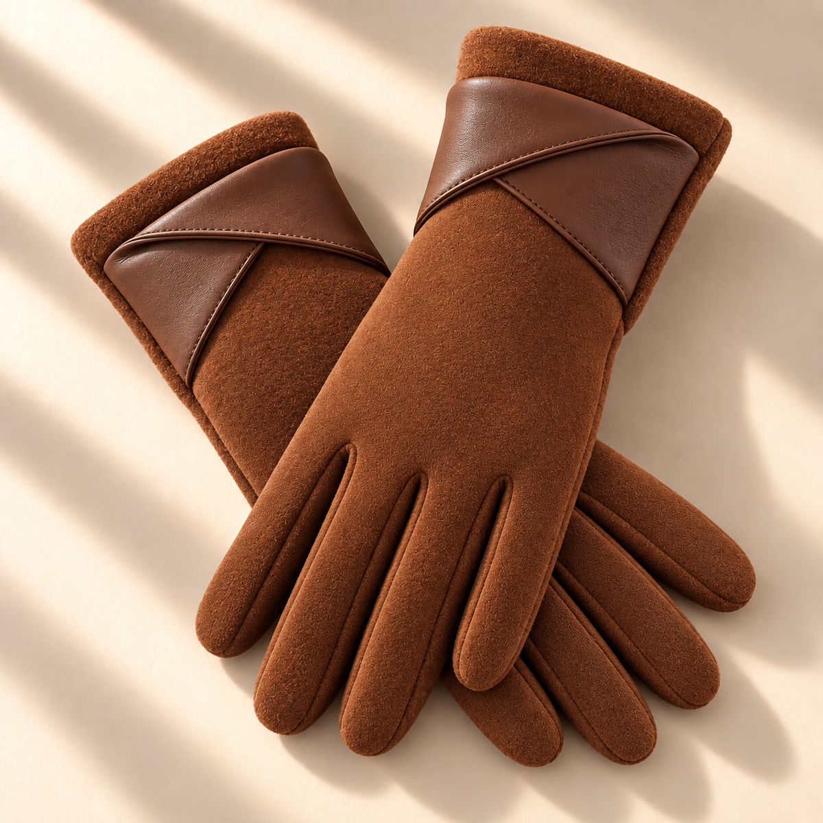 Unisex Helena Wrap Cuff Gloves Suede