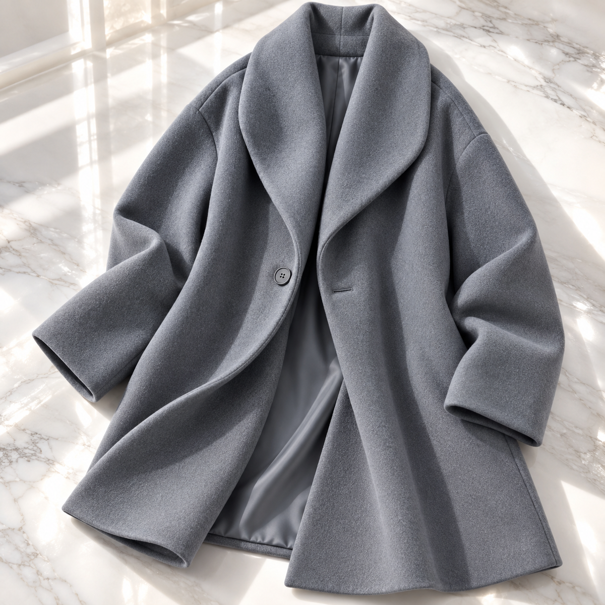 Unisex Helena Swing Coat Shawl Collar