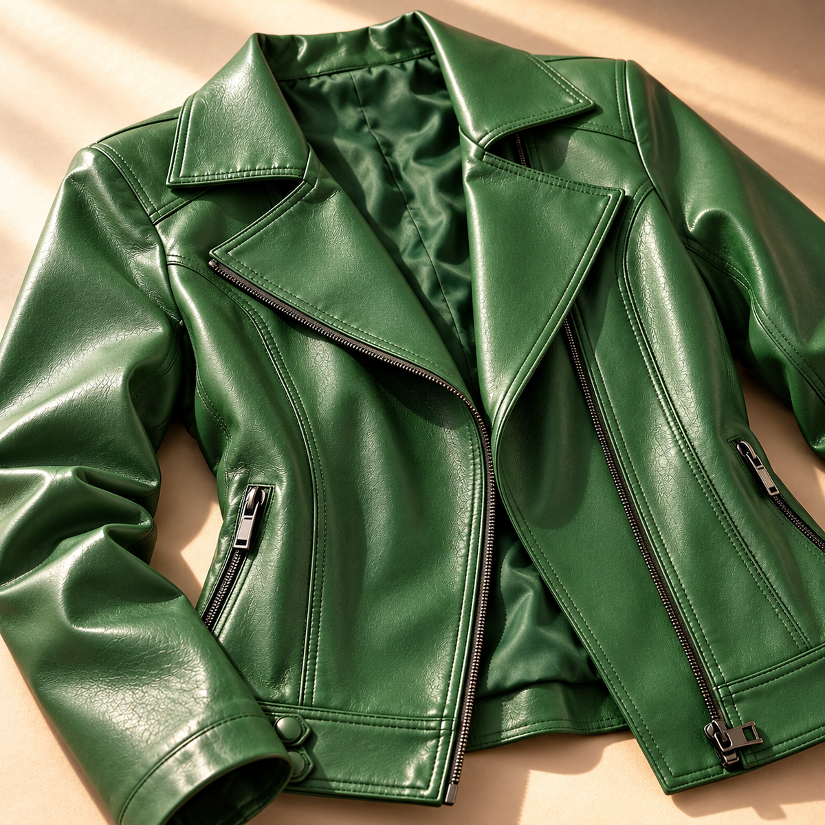 Unisex Francesca Lapel Moto Jacket Faux Leather