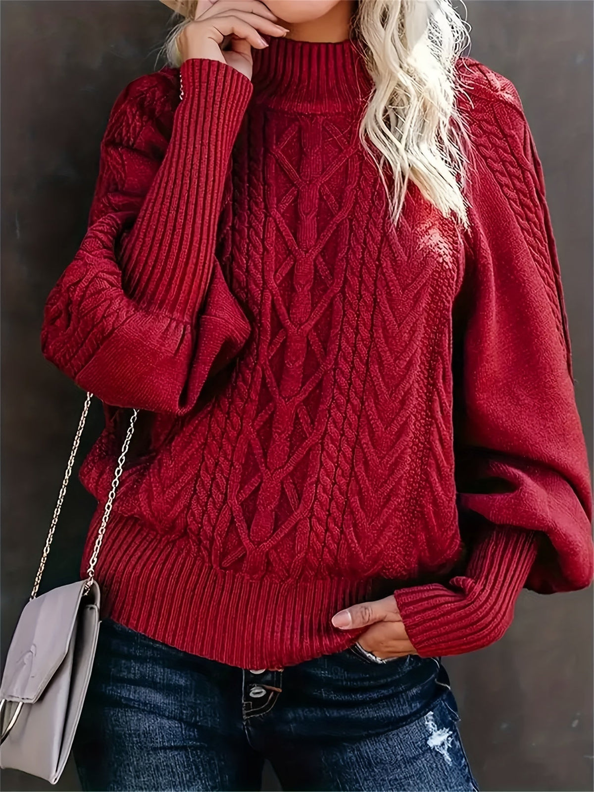 Haven Beck Women's Viviana Chunky Cable Mock Neck Sweater