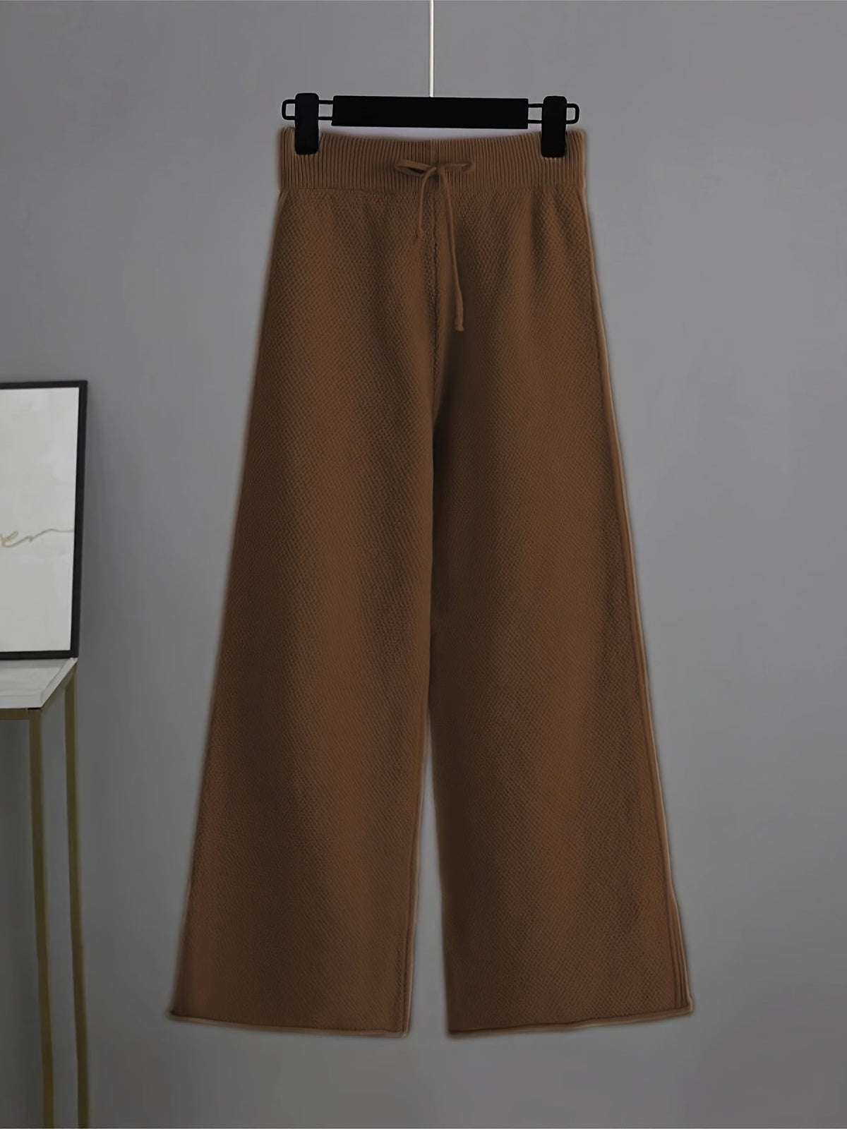Women's Ribbed Sweater and Wide-Leg Knitted Pants Set