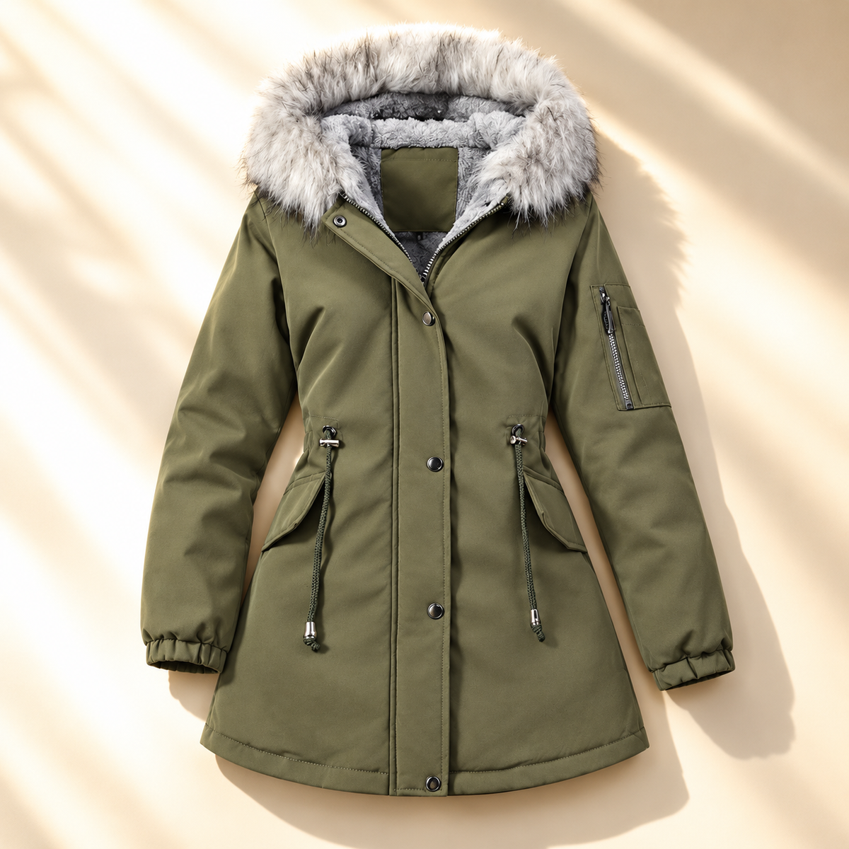 Unisex Jesse Bell Winter Line Parka Hooded Faux Fur