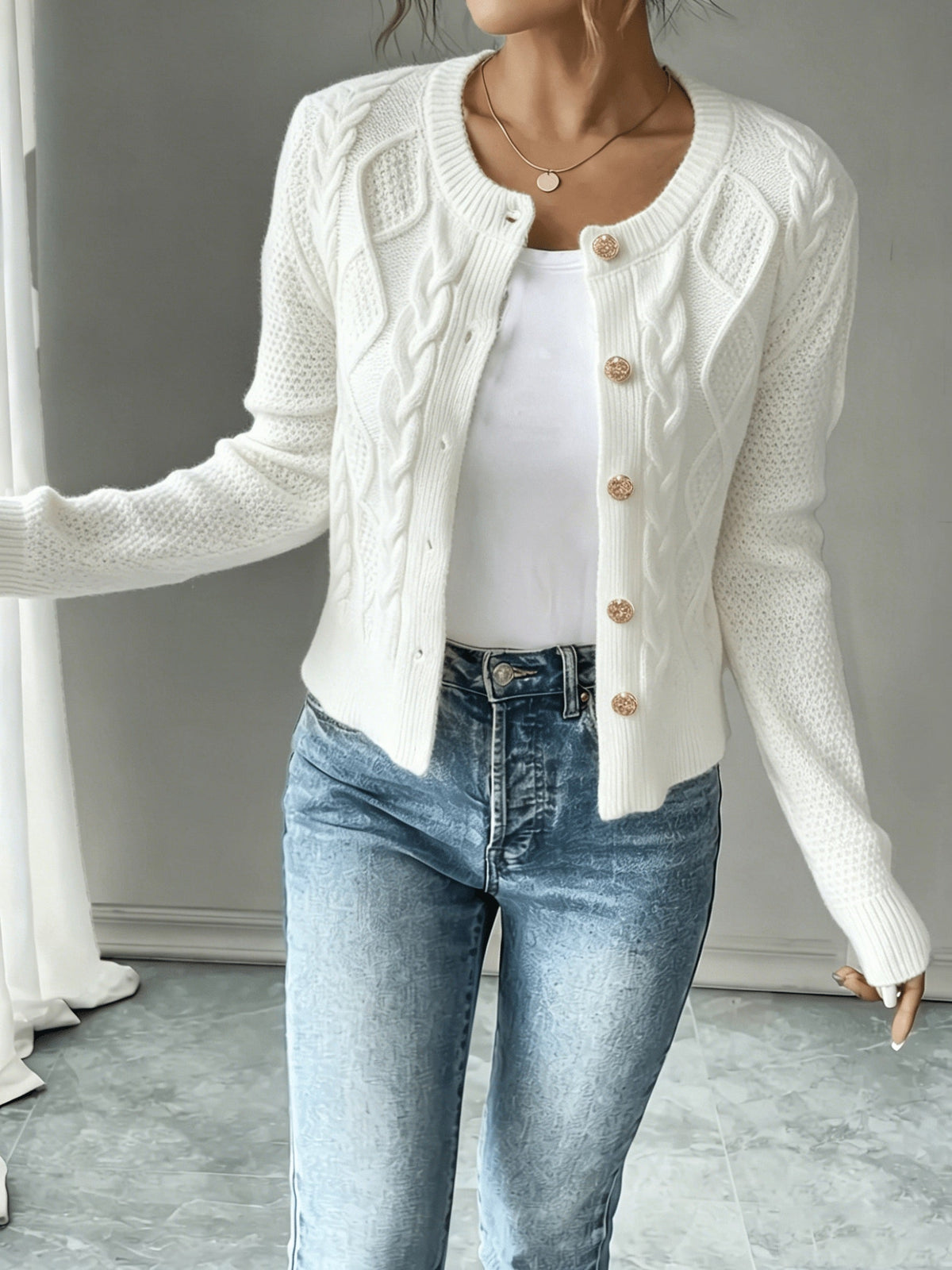 Harper & Wells Women's Eleanora Cable-Knit Button-Front Cardigan