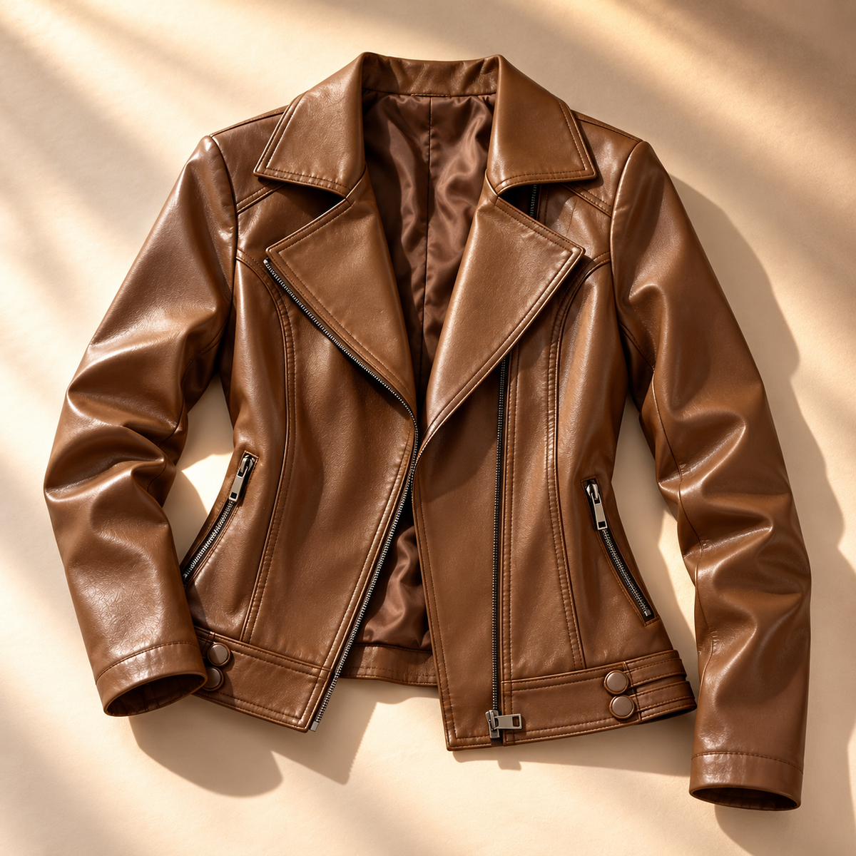 Unisex Francesca Lapel Moto Jacket Faux Leather