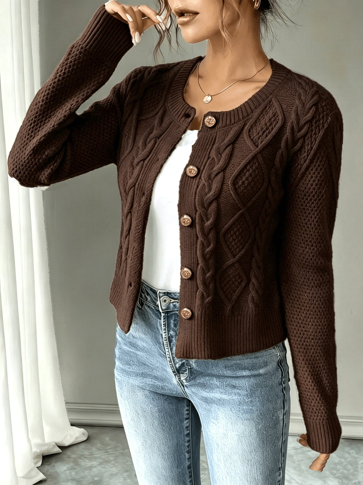 Harper & Wells Women's Eleanora Cable-Knit Button-Front Cardigan