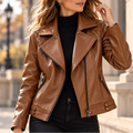 Unisex Francesca Lapel Moto Jacket Faux Leather