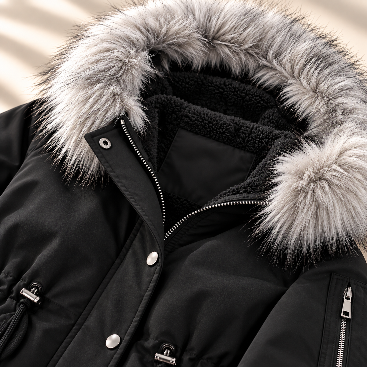 Unisex Jesse Bell Winter Line Parka Hooded Faux Fur