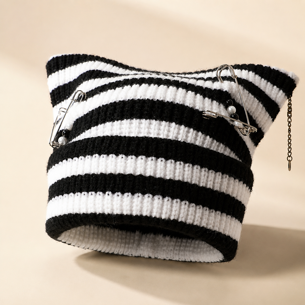 Unisex Suki Cat-Ear Beanie Ribbed Knit