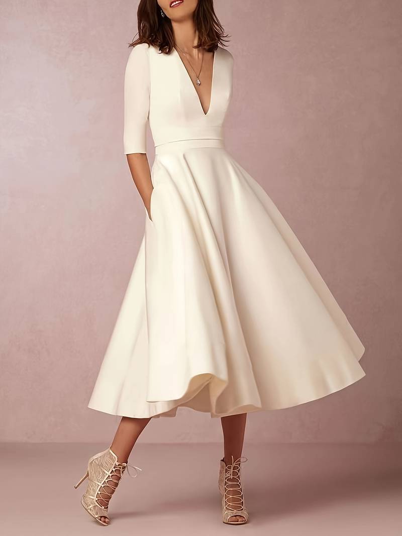 The Hills Nashville Evelyn Women's Wedding Guest Flared Midi Dress