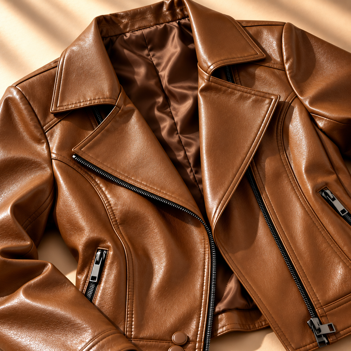 Unisex Francesca Lapel Moto Jacket Faux Leather
