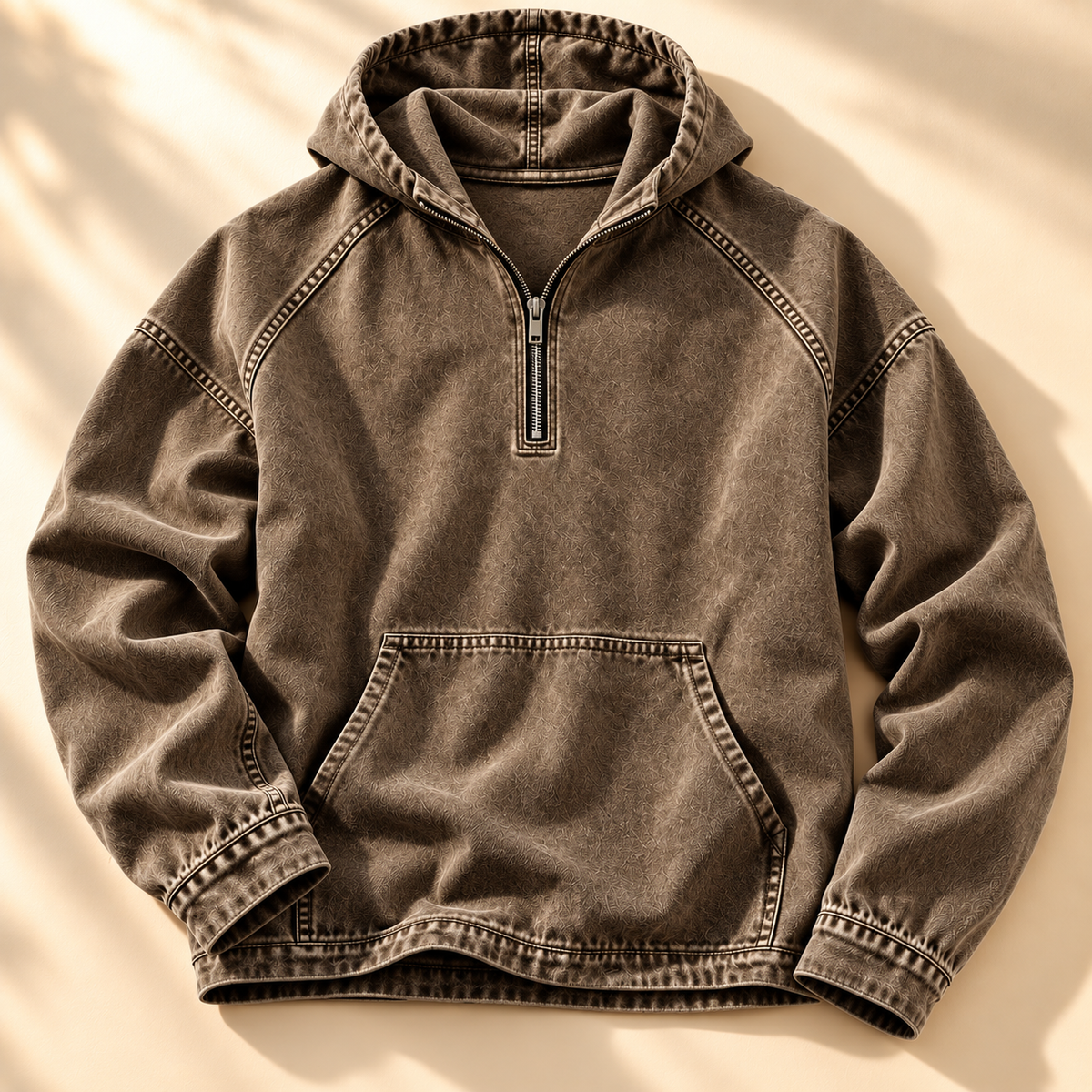 Men's Jacob Washed Zip Hoodie Kangaroo Pocket