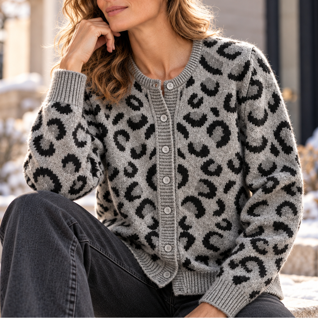 Unisex Savanna Leopard Knit Cardigan