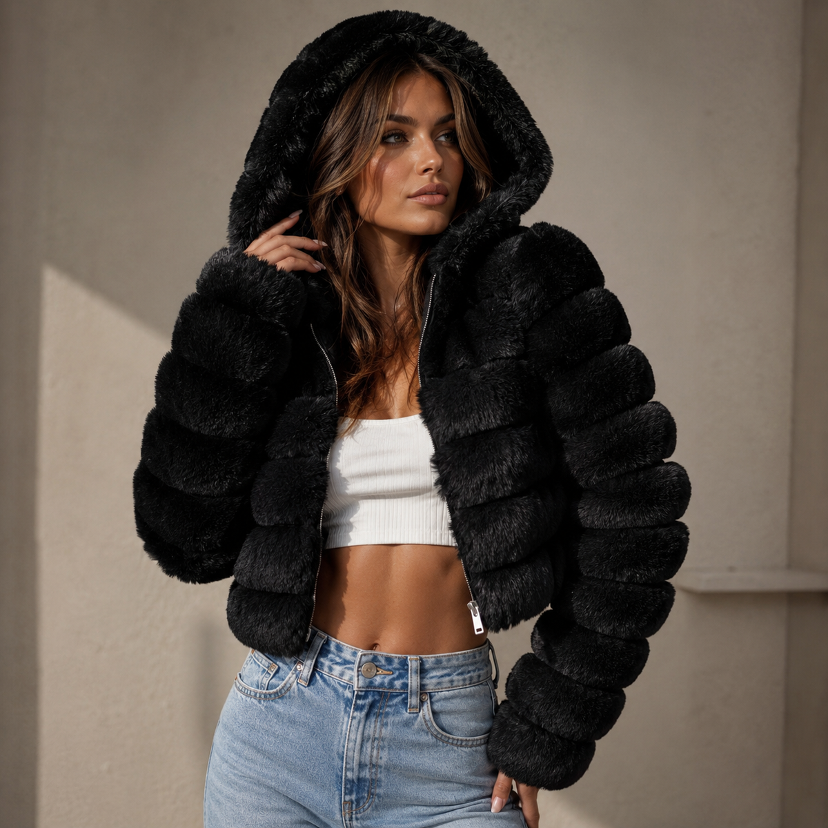Unisex Sutton Chalet Jacket Hooded Faux Fur