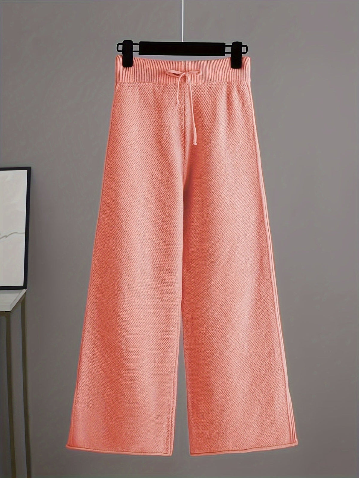 Women's Ribbed Sweater and Wide-Leg Knitted Pants Set