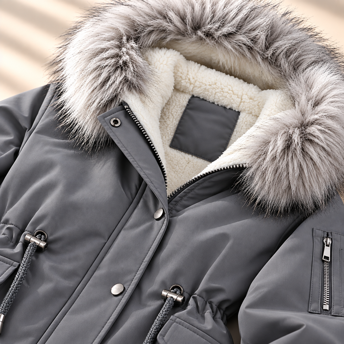 Unisex Jesse Bell Winter Line Parka Hooded Faux Fur