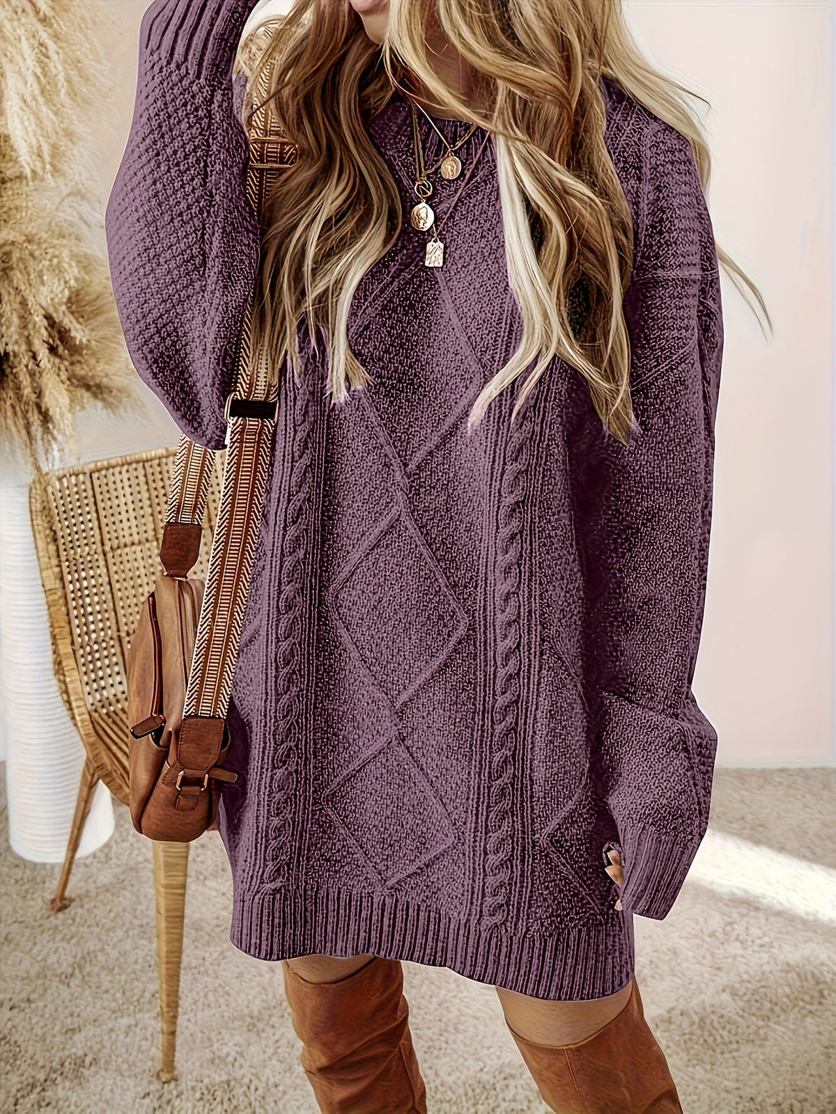 Women's Helene Cable-Textured Sweater Dress