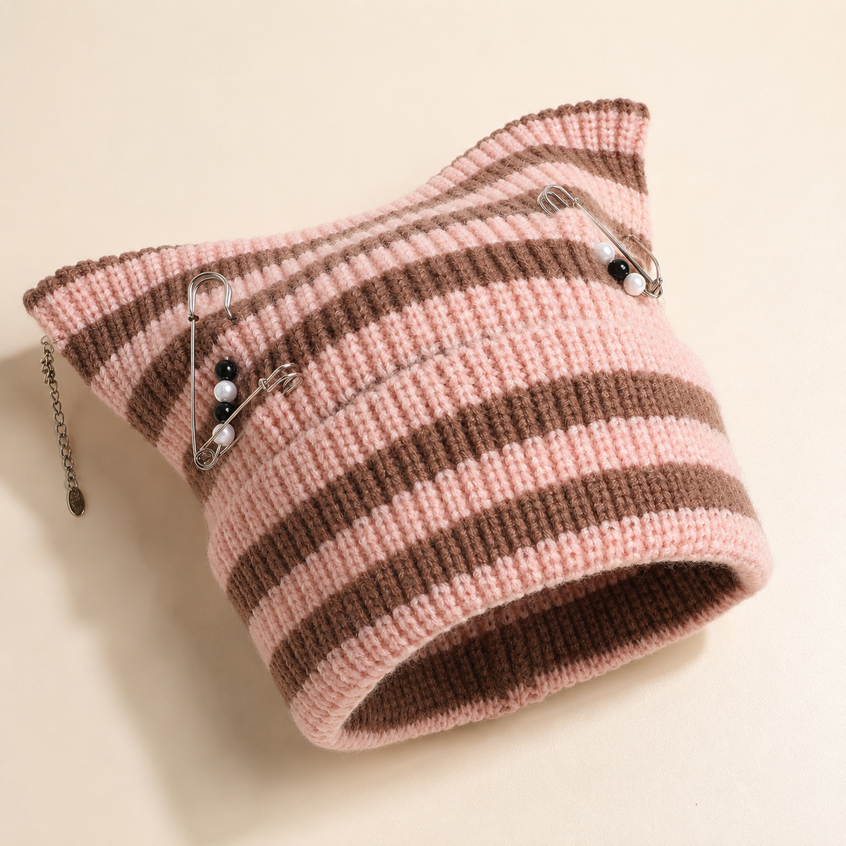 Unisex Suki Cat-Ear Beanie Ribbed Knit