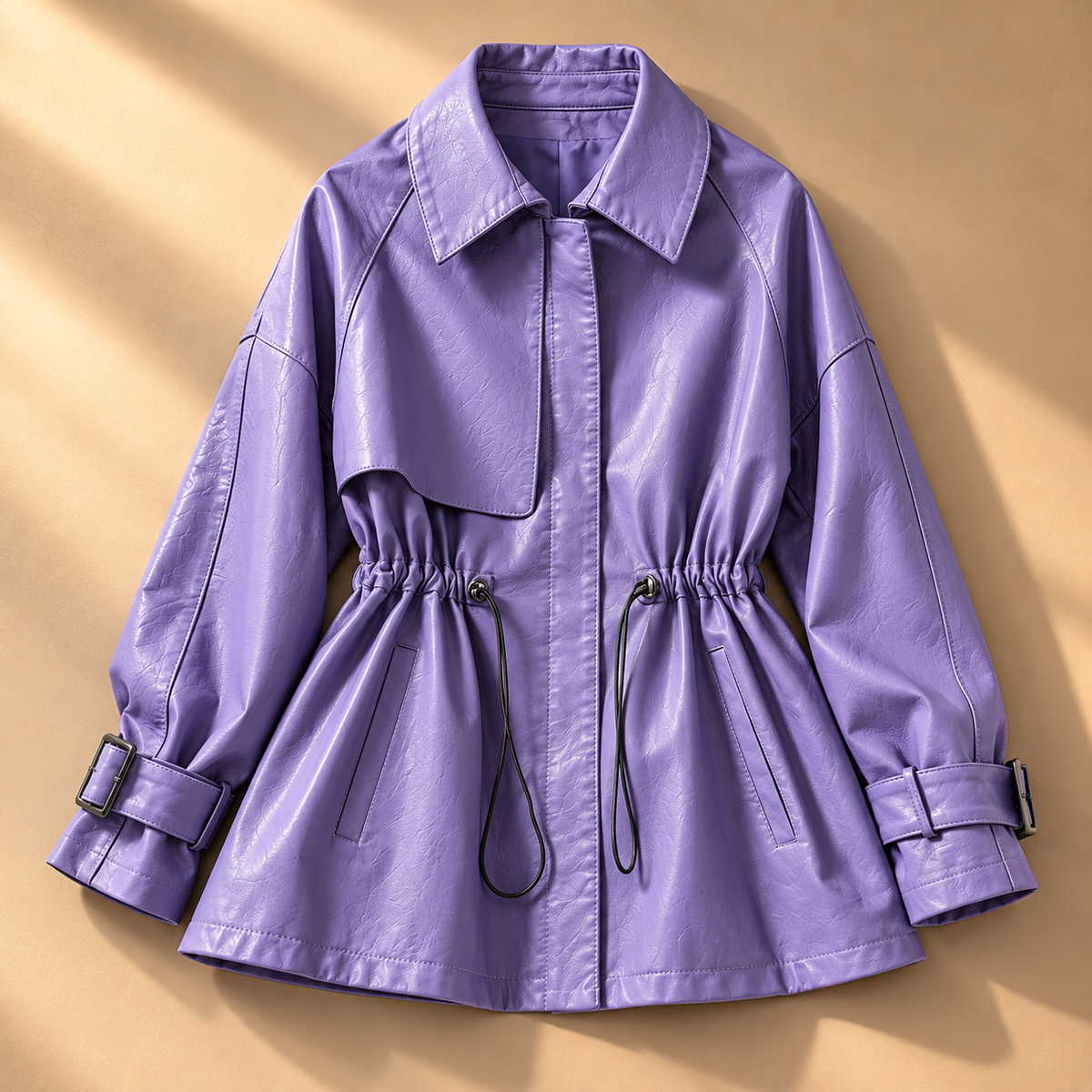 Unisex Francesca Short Trench Coat Faux Leather
