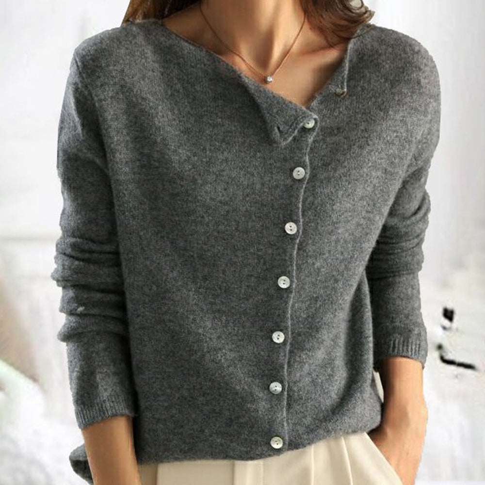 Women's V-Neck Button Front Tailored Knit Sweater