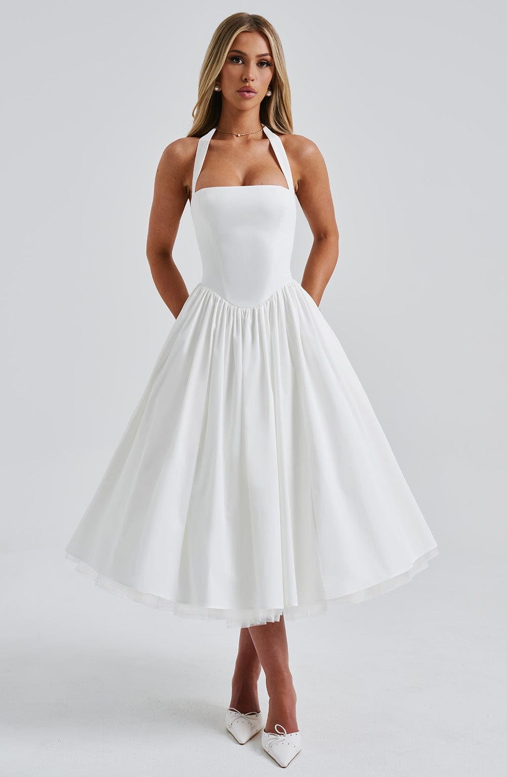 The Hills Nashville Chloe Women's Wedding Guest Halter Midi Dress