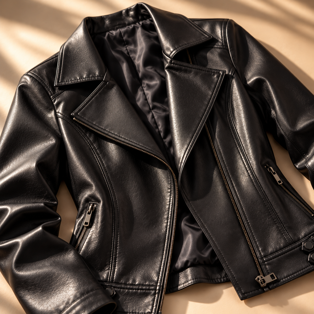 Unisex Francesca Lapel Moto Jacket Faux Leather