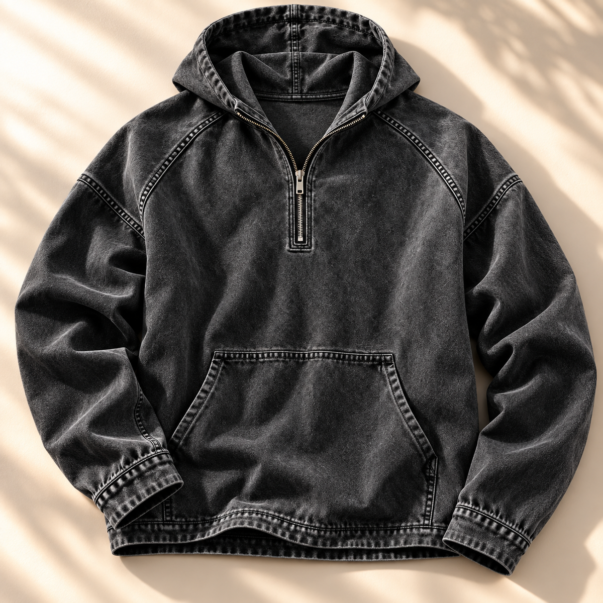 Men's Jacob Washed Zip Hoodie Kangaroo Pocket