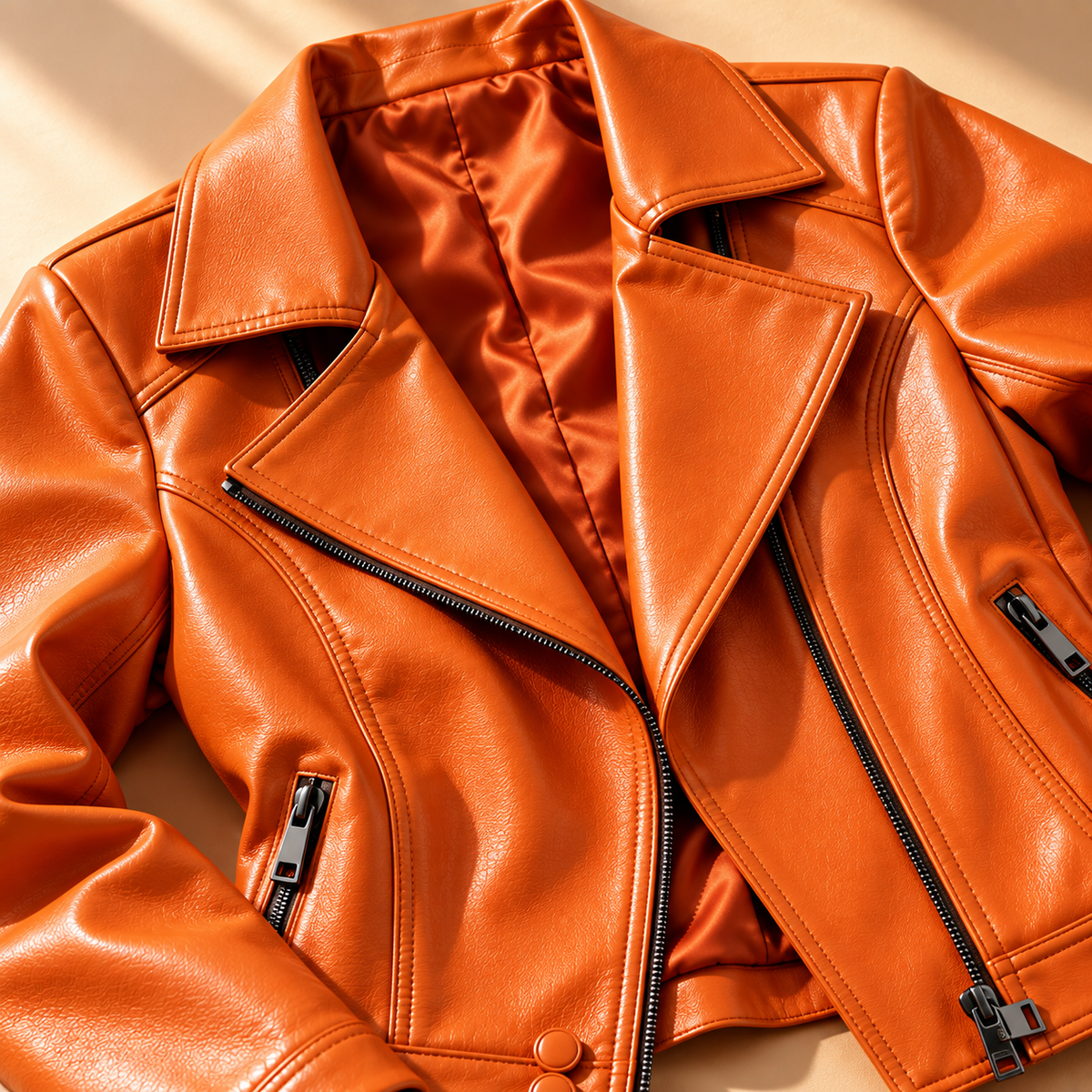 Unisex Francesca Lapel Moto Jacket Faux Leather