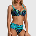 Women's Tropical Print Bikini Swimsuit by Beatrice in Forest Green