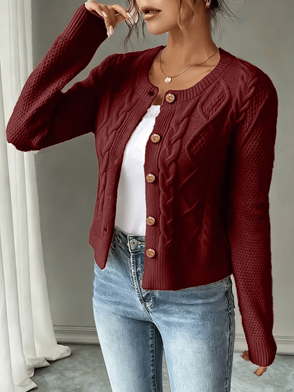 Harper & Wells Women's Eleanora Cable-Knit Button-Front Cardigan