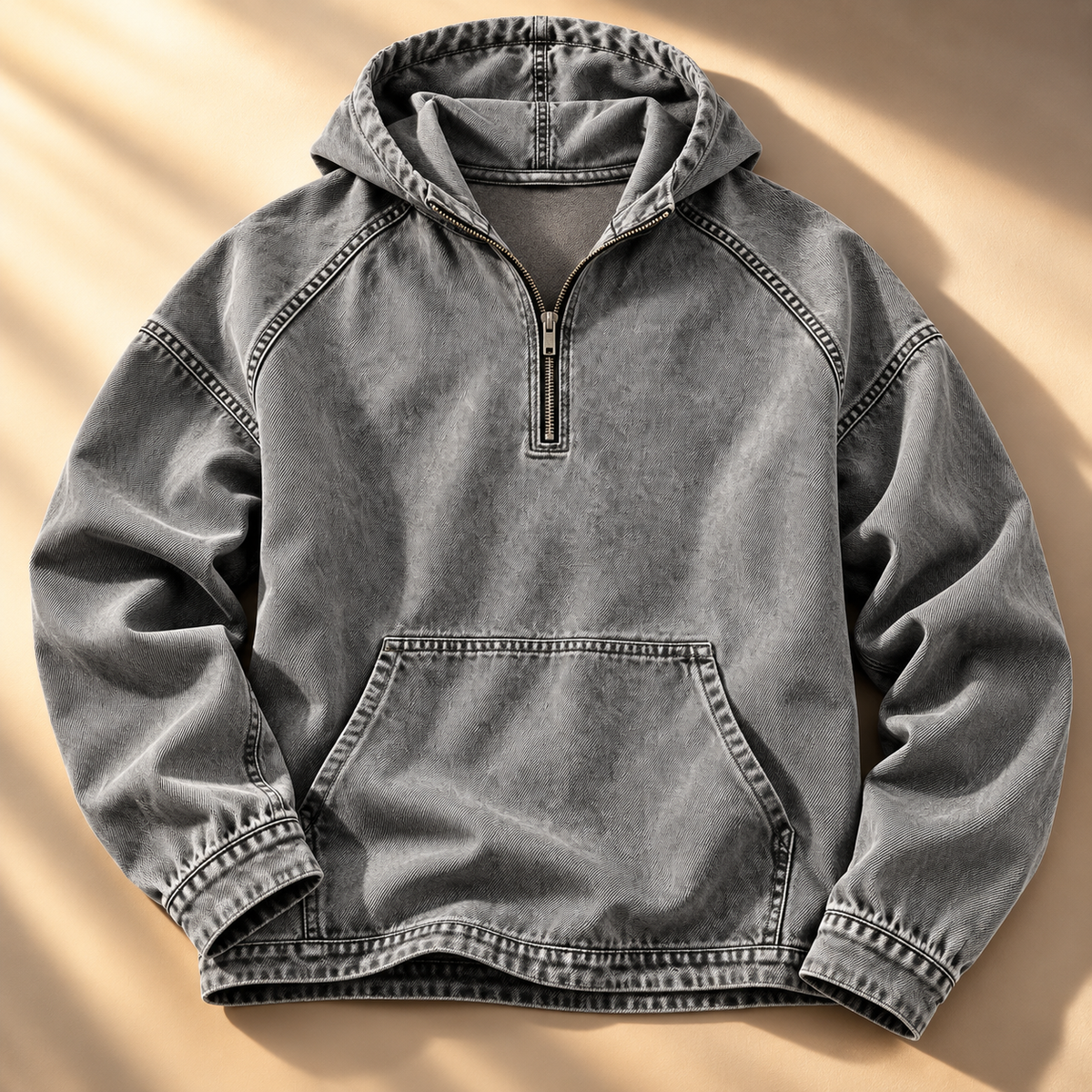 Men's Jacob Washed Zip Hoodie Kangaroo Pocket