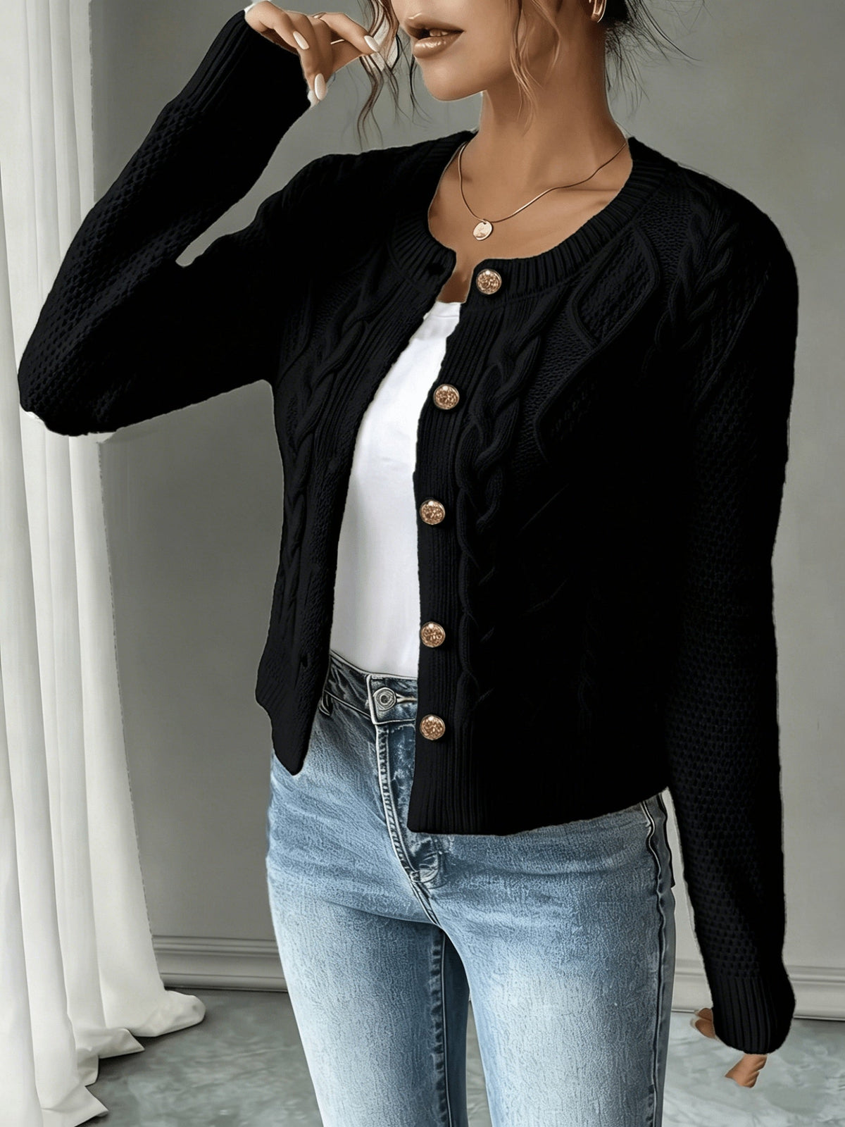 Harper & Wells Women's Eleanora Cable-Knit Button-Front Cardigan